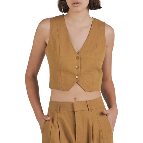 New Women’s Charlie Holiday Camilla Linen Blend Vest Size 8 - Picture 1 of 9